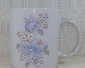 Ceramic Mug with Blue Flowers and Serenity Prayer