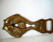 Vintage Fish Bottle Top Cap  Opener Brass Pisces OOAK