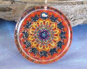 Orange Kaleidoscope sterling silver swarovski pendant necklace Hippie Chic Boutique