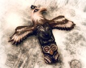 Polymer clay pendant totem pole
