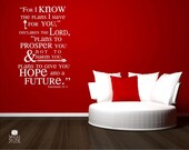 Bible Verse Wall Decals Jeremiah 29:11 - Vinyl Wall Stickers Art Scripture Bible