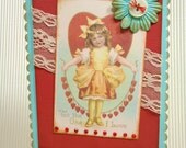 Handmade Valentine Greeting Card  - To the One I Love Vintage Valentine
