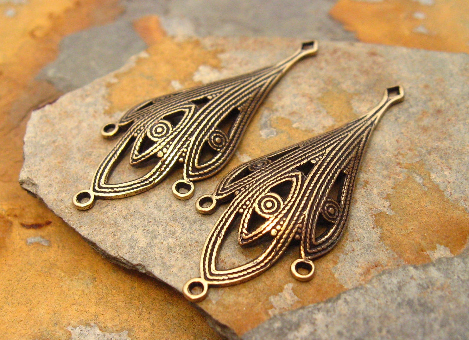 2 Antique Gold Abez Drop Connectors - Chandeliers - Trinity Brass Co.