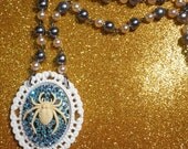 Lace Widow Cameo Necklace Spider Swarovski Crystal  n113