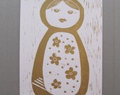 Russian Doll Lino Print