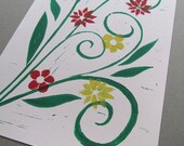 Flower Garden Lino Print