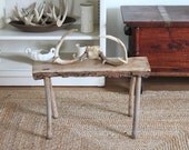 vintage small Wood Log bench footstool