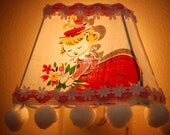 Vintage fabric with little girl picking daisies night light