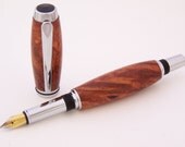 Amboyna Burl Wood Baron Style Fountain Pen (Handmade in USA)