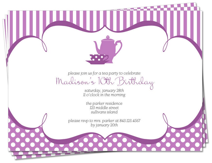 PRINTABLE - Tea Party / Birthday Invitation - Tea Time