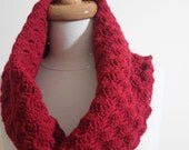 Lace Red Cowl, with Gloves Mittens, Fall Fashion, SpringTrend, Gift For Him, For Her, For Mom, For Girls READY TO SHIPPING
