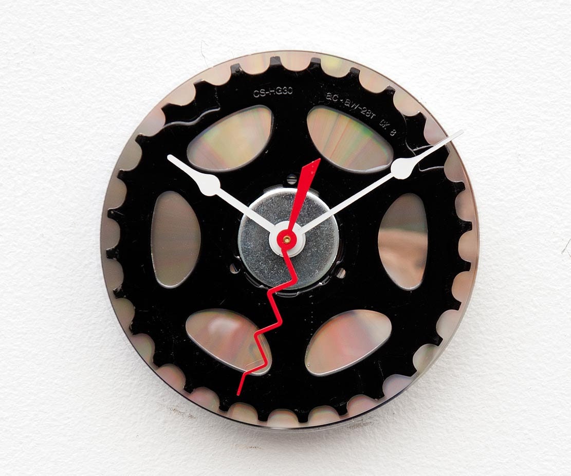 Clock made from a recycled Bike cassette gear