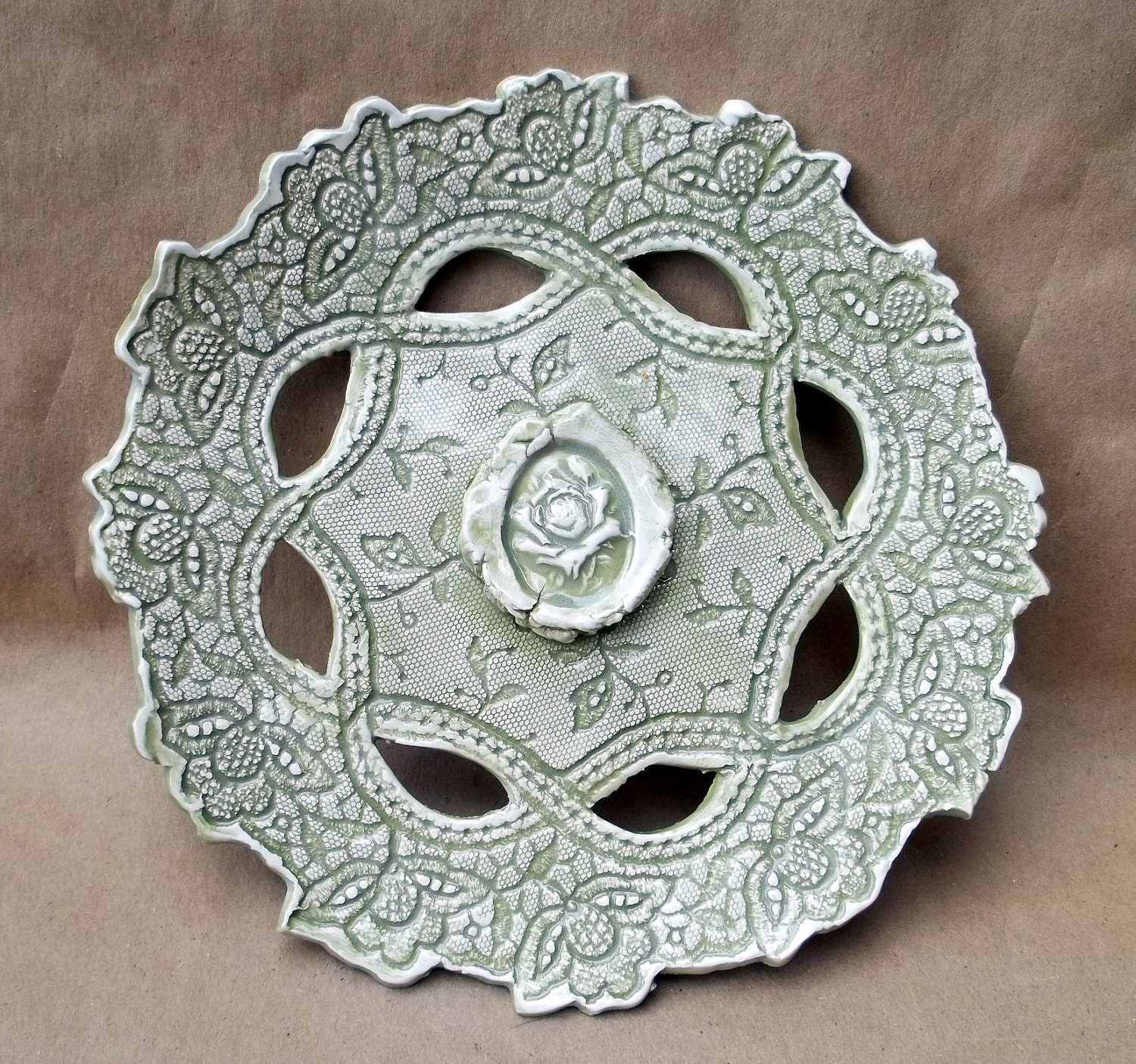 Carved Lace Bowl hand built pottery
