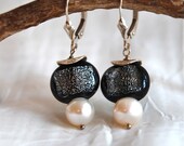 Dichroic Glass Jewelry Black Art Glass Sterling Earrings