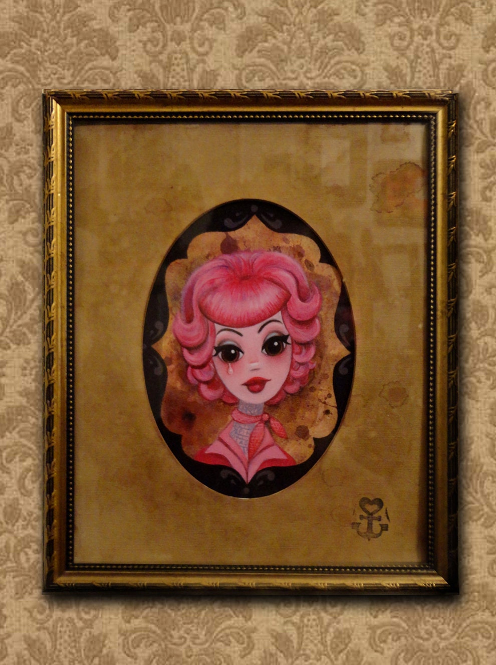 Framed Print PINK LADY by Megan Besmirched -free shipping- big eyed art