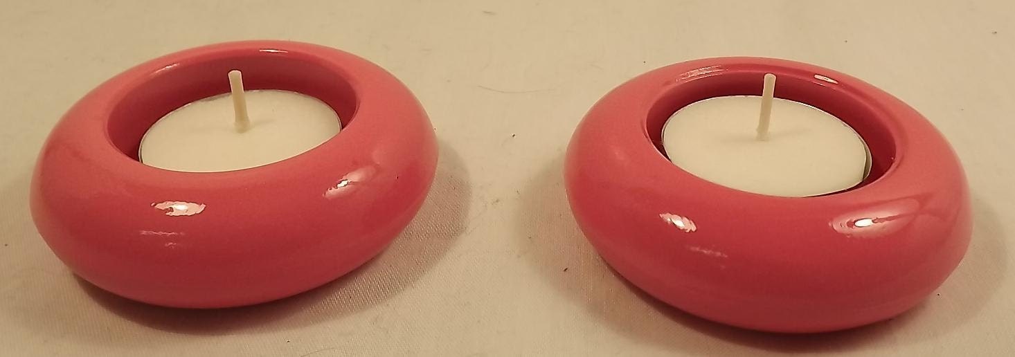 4 Pack of Satin Pink Decorative Candle Holders Plus FREE Candles and FREE In-Country Shipping
