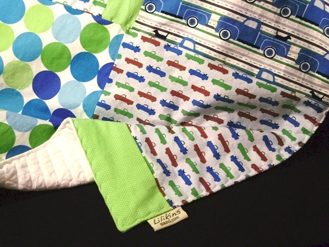 Baby - Toddler Quilt  - Dogs and Trucks and Dots and Dots