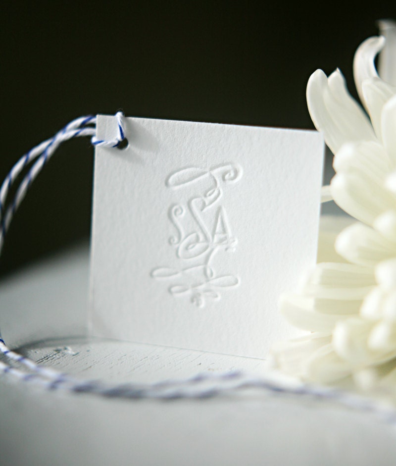 Letterpress Gift Tags - custom monogram favor tags