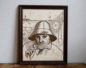 Vintage Fisherman Captain Stitched Picture