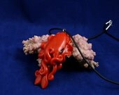 Crimson Cuttlefish Necklace - Polymer Clay Jewelry Pendant