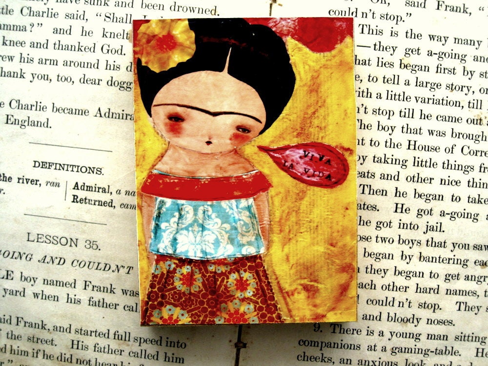 Viva la Vida (Frida Kahlo) - ACEO Giclee Reproduction Mounted On Wood Block by Danita Art (2.5  x 3.5 Inches Print)
