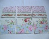 Coasters Set of 6 Repurposed Pink Roses Quilt
