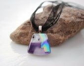 Fused Glass Pendant  Purple Zoid