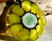 Flower fused glass pendant - adjustable cotton cord included