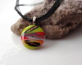 Fused Glass Pendant  Lime Tomato