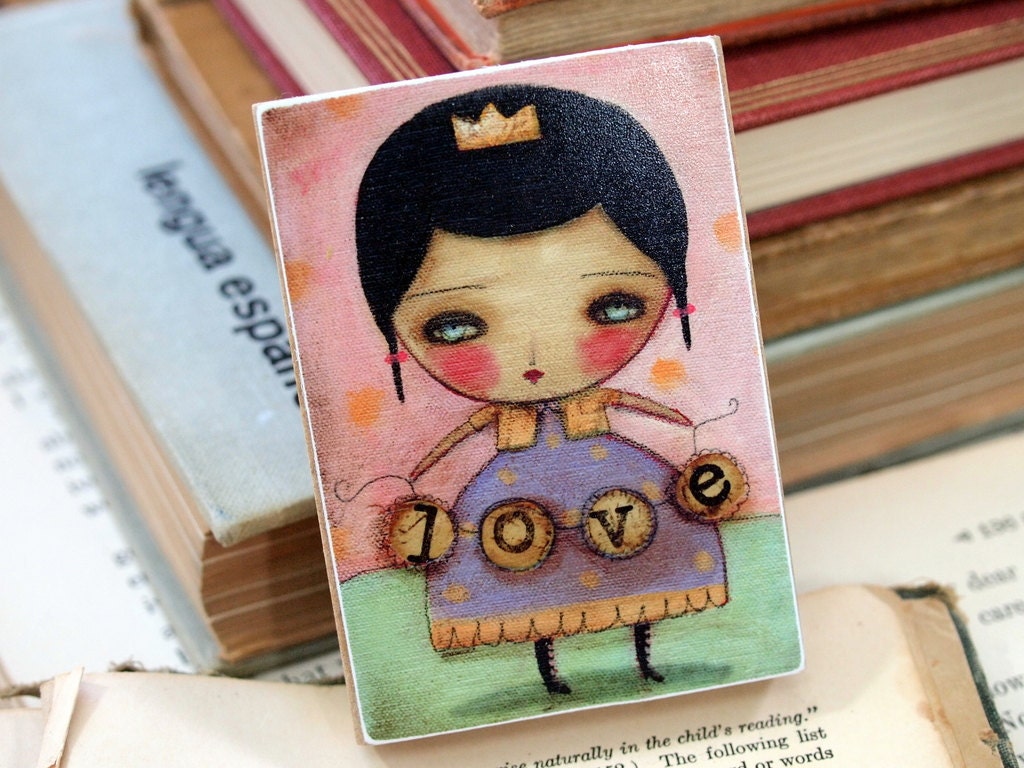 Love  - ACEO Giclee Reproduction Mounted On Wood Block by Danita Art (2.5  x 3.5 Inches Print)