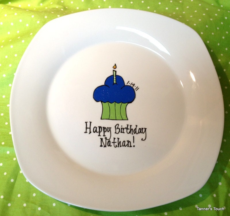 Custom Cupcake Birthday Signature Plate for boy/girl
