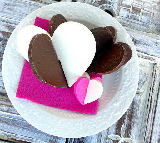 Dark Chocolate 3D Hearts (Three 3D Hearts)