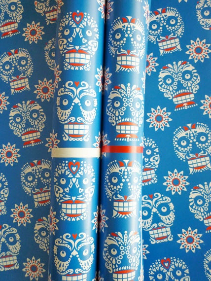Day of the Dead skull pattern eco gift wrap
