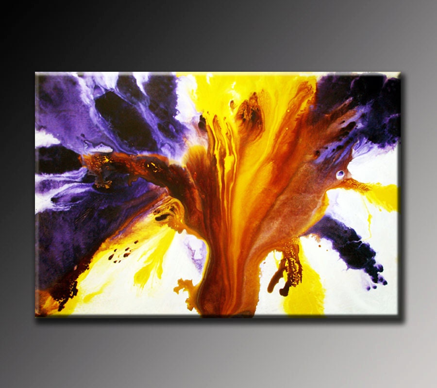 Abstract Painting Abstract Art Purple Violet White Yellow Large Contemporary Modern Affordable 24x36 Fine Art by Viviana Fleing