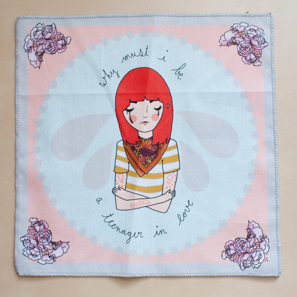 printed cotton handkerchief - teenager in love
