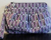Pleated Wristlet Clutch Grey Black Purple