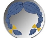Hand painted mirror - Blue Braids