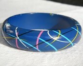 Blue Bangle Bracelet with Multi Color Accents