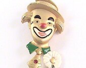 Danecraft Vintage Enamel Colorful Clown Brooch Pin