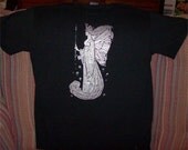 Faerie Queen T-shirt. Silver ink, hand-printed