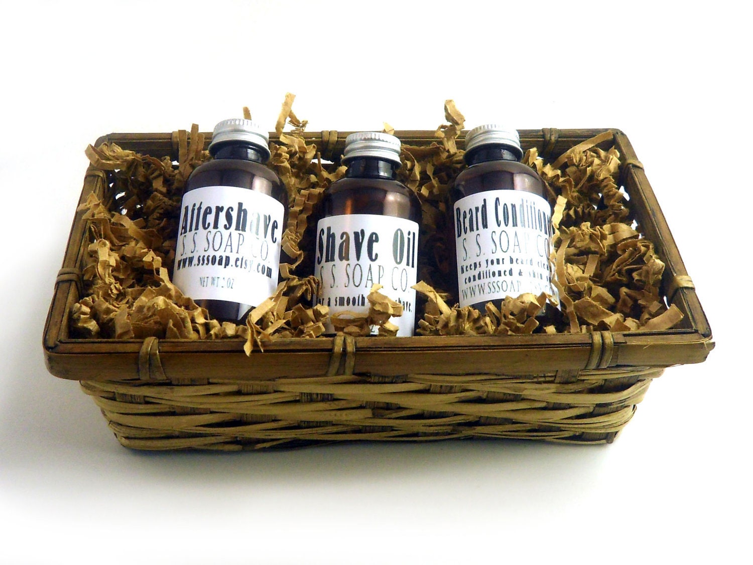 Mens Shaving Bath Gift Basket - Shave Oil Aftershave Beard Conditioner