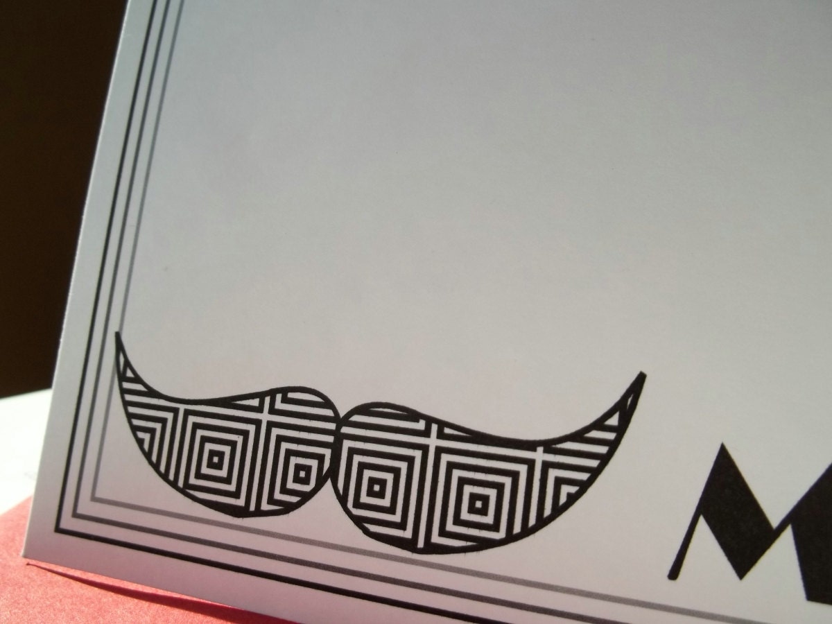 I Moustache you to send me a note:)  A unique gift for a unique Guy. Stationery Set of 10 notecards and envelopes