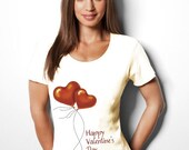 Red Hearts Tshirt for Women Sizes S, M L XL 100% Cotton White - Makes a Great Present
