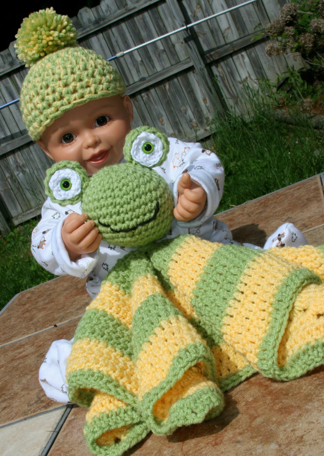 Frog afghan blankie blanket buddie made to order