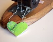 Recycled Skateboard Heart Necklace-Go Go Green Love