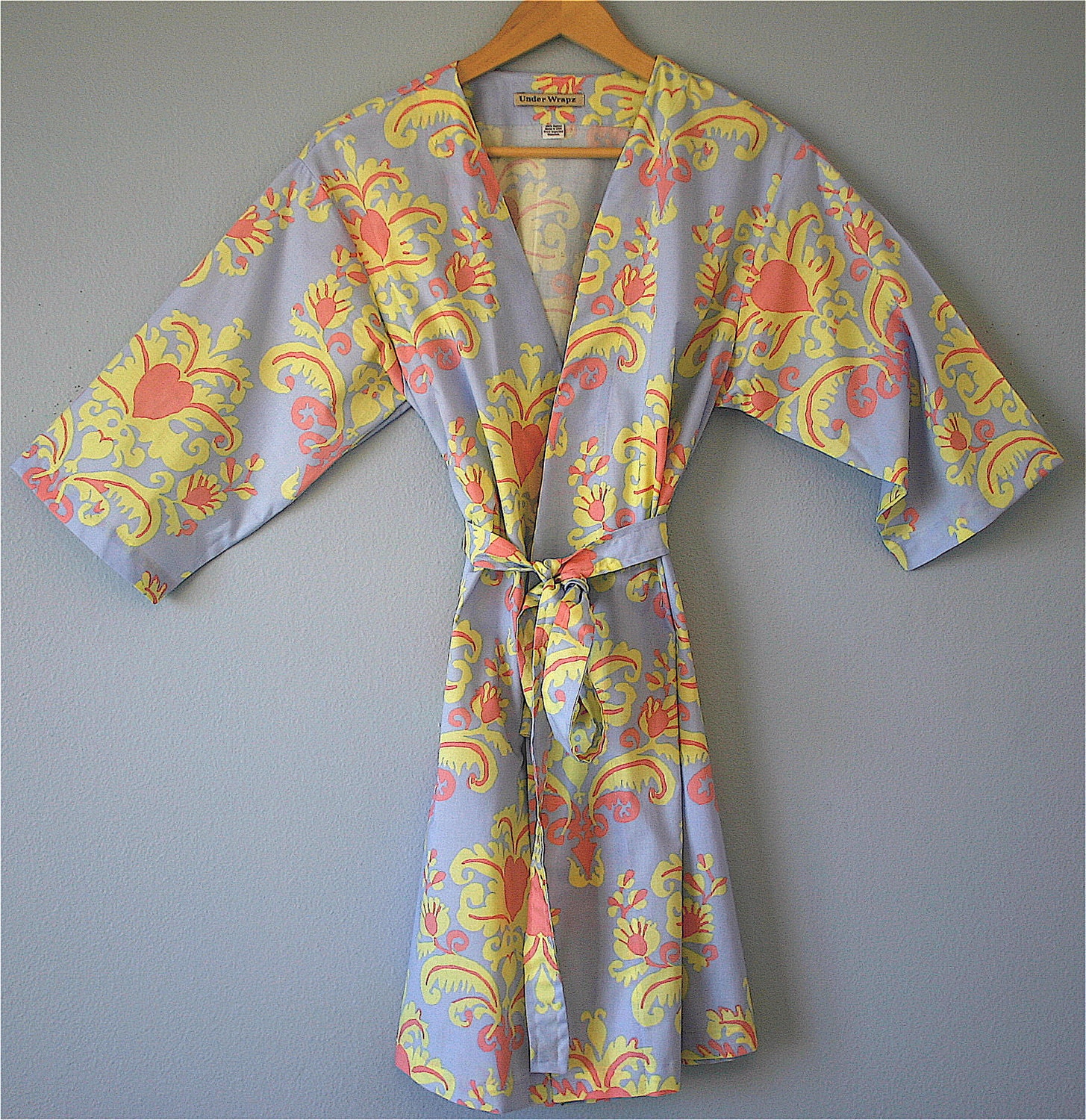 Womens Robe. Dressing Gown. Wrap. Periwinkle Blue.  Mid Calf.