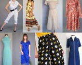 RESERVED - Vintage Clothing Lot Dress Jumpsuits Blouses 21pcs - L115c