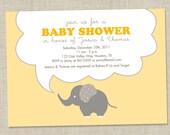 Elephant Baby Shower Invitations - Elephant Birthday Invites - gender neutral (DIY Printable Digital File OR Printed Cards)