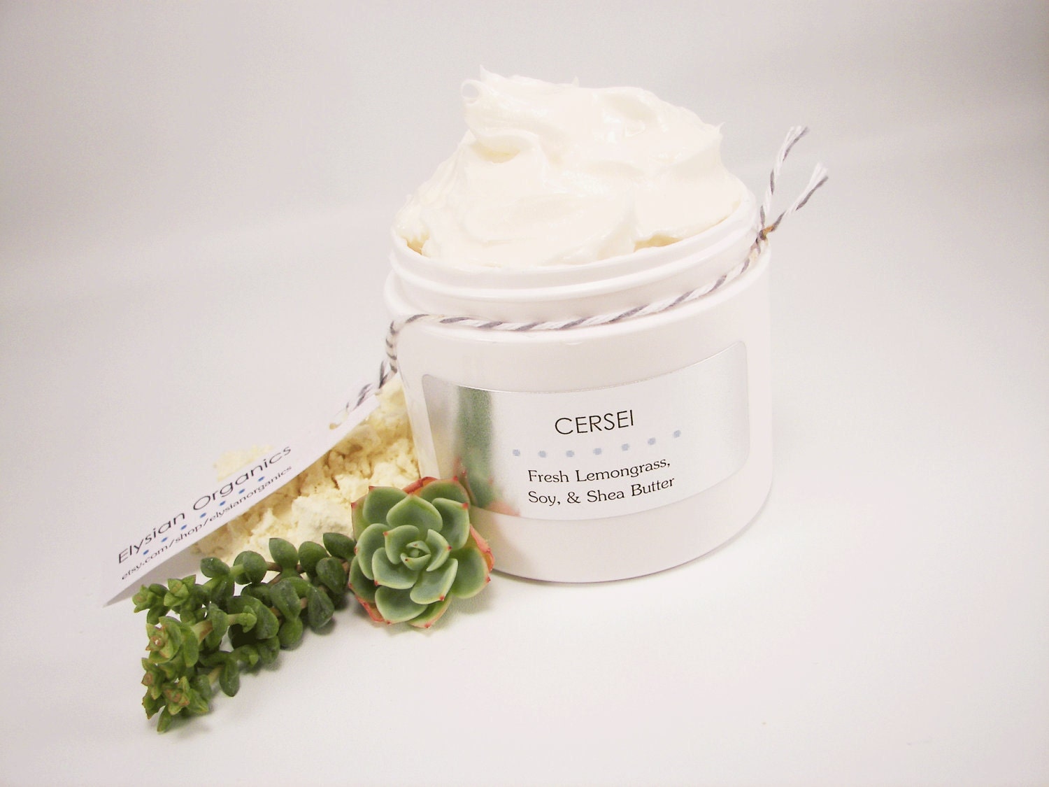 Fresh Lemongrass, Soy, & Shea Butter / Organic Body Butter - Vegan / Muscle Skin Toner / Revitalizes Body and Mind / 4 oz / CERSEI