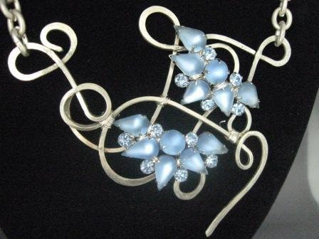 Blue Moonstone Wire Wrapped Funky Necklace
